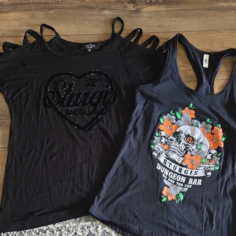 Black Graphic Women's Tops Set